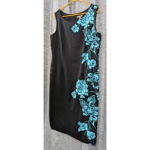 Maya Brooke Black/Blue Floral‎ Dress Sz 14